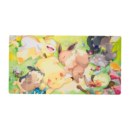 Pokémon center Japan exclusive playmat picturing Pikachu and friends sleeping after a good job.