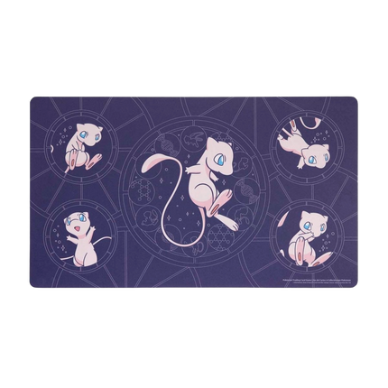 Pokemon Center Mew playmat featuring different poses.
