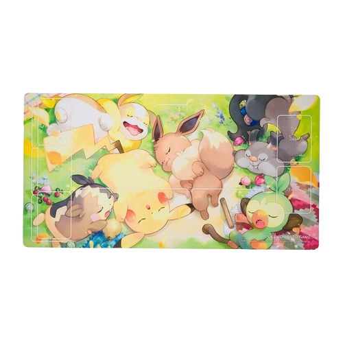 Pokémon center Japan exclusive playmat picturing Pikachu and friends sleeping after a good job.