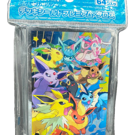 Pokémon Center Japan card sleeves featuring Eevee and all evolutions.