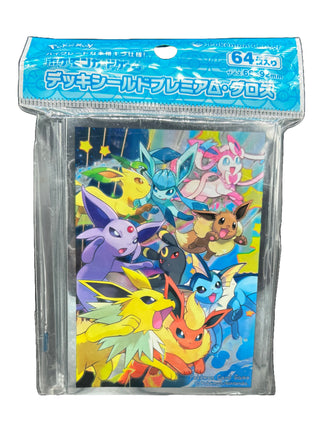 Pokémon Center Japan card sleeves featuring Eevee and all evolutions.