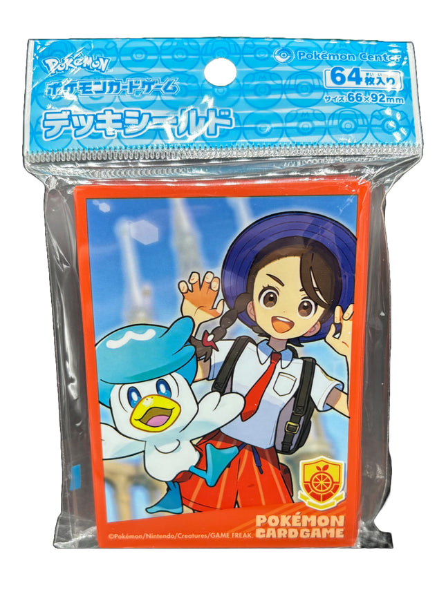 Pokémon Center Japan card sleeves featuring Juliana and Quaxly