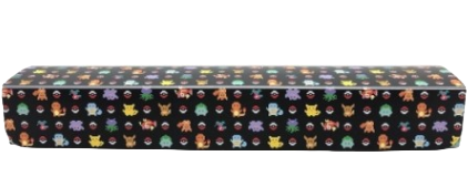 Pokémon center playmat case featuring pixelated Pokémon.