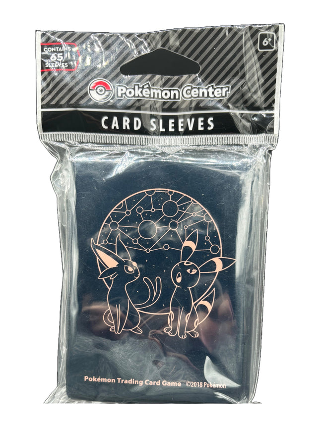 Pokémon Center card sleeves featuring Espeon and Umbreon.