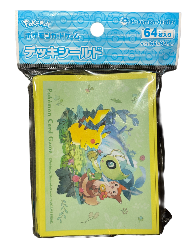 Pikachu and Celebi Yellow Card Sleeves
